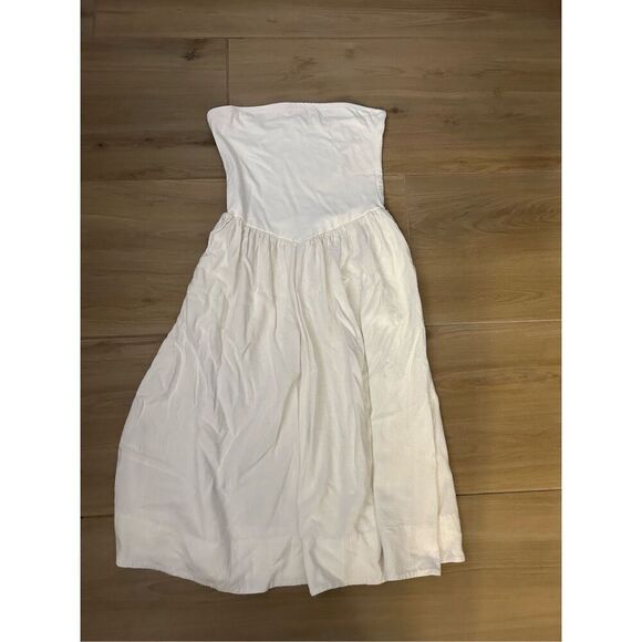 NEW White Cream Strapless Drop-Waist Swing Dress S - Picture 5 of 6